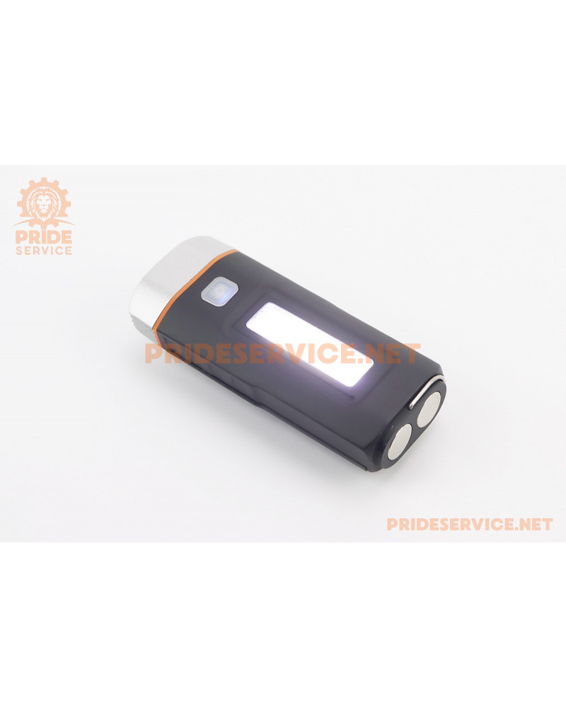 Ліхтар передній 2+1 діода 500 lumen+Power Bank, Li-ion 3.7V 4000mAh зарядка від USB, вологозахисний, чорно-сірий HJ-048