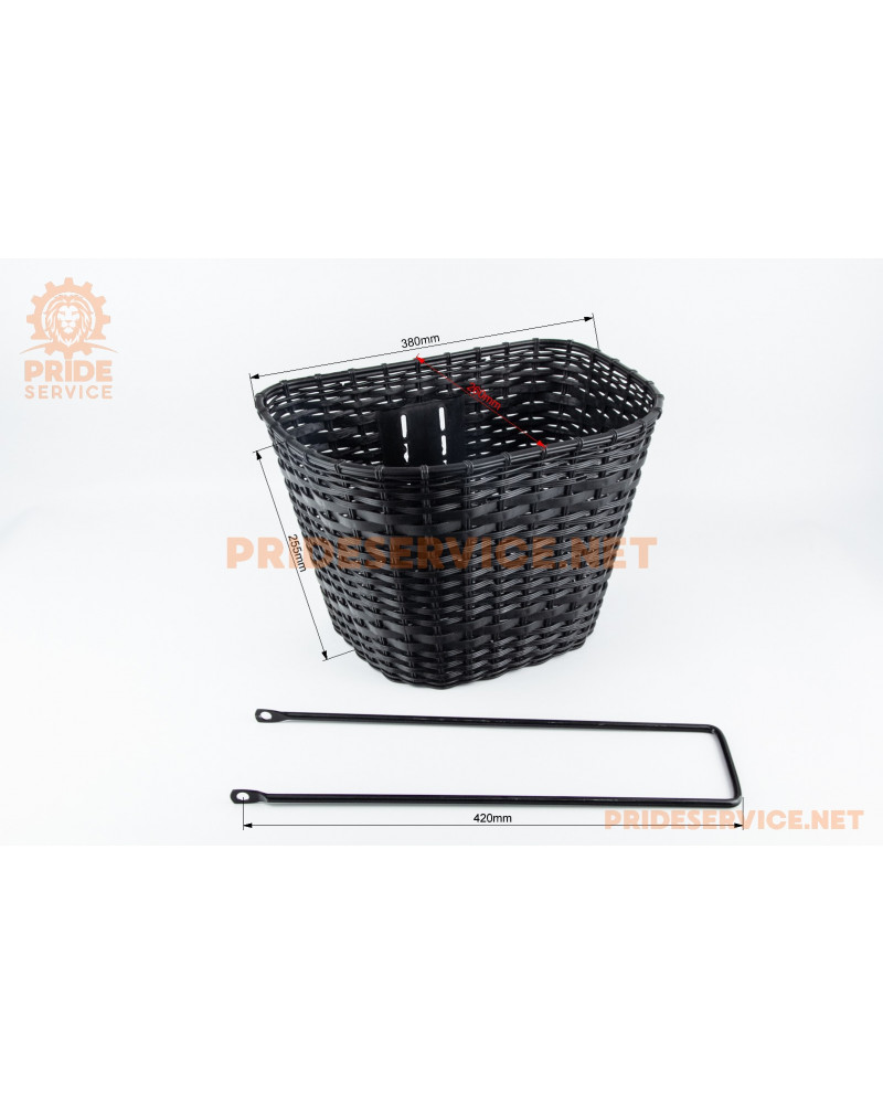 Кошик передній 28" з кришкою, пластмасовий, чорний SLCK-168