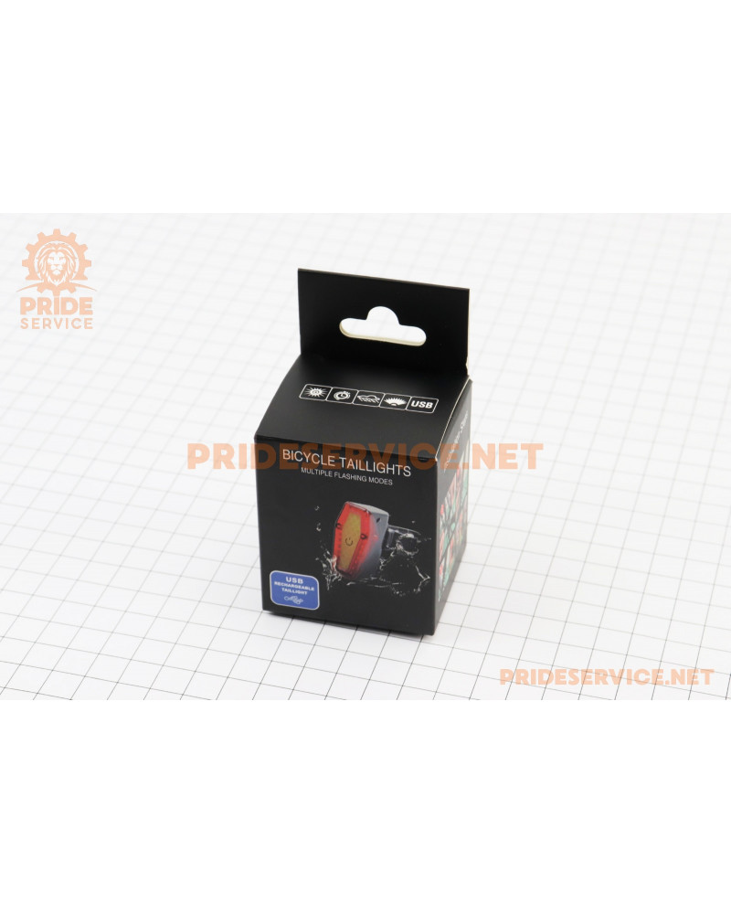 Ліхтар задній COB LED технологія, Li-ion 3.7V 500mAh зарядка від USB, вологозахисний