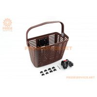 Кошик передній з ручкою пластмасовий, кріпл. швидкознімне на кермо, коричневий BL-045