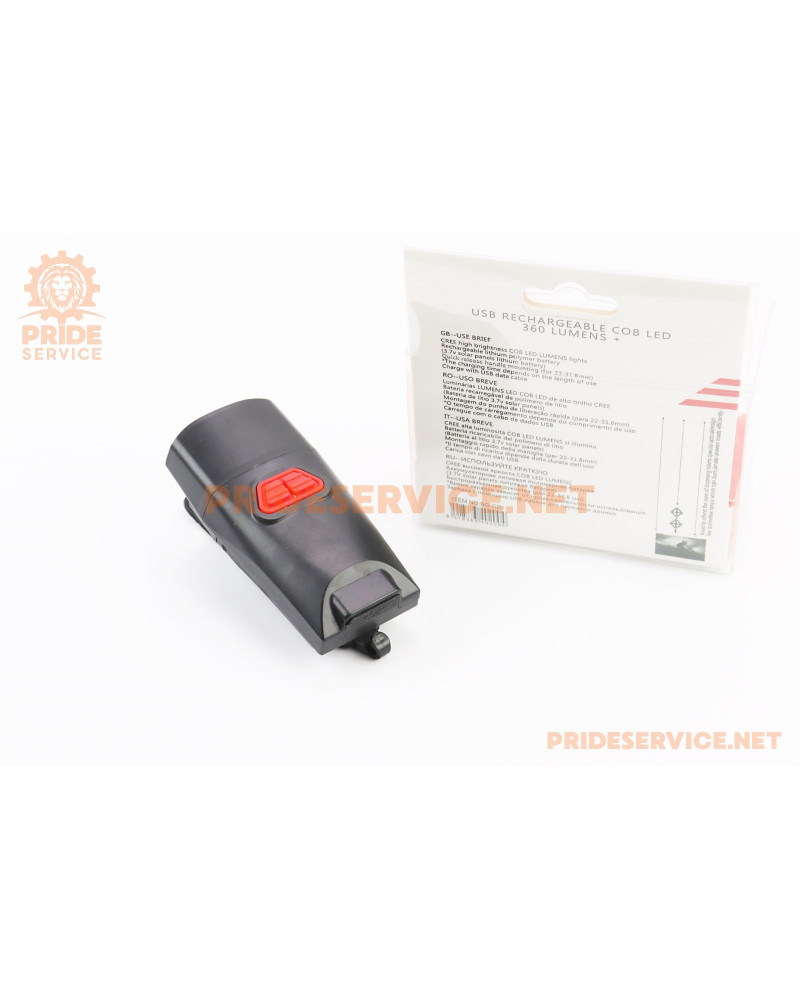 Ліхтар передній 1+7 діодів 360 lumen, Li-ion 3.7V 500mAh зарядка від USB, вологозахисний, чорний BG-C20