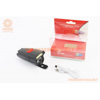 Ліхтар передній 1+7 діодів 360 lumen, Li-ion 3.7V 500mAh зарядка від USB, вологозахисний, чорний BG-C20