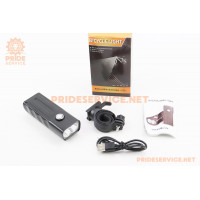 Ліхтар передній 2 діода 450 lumen алюмінієвий, Li-ion 3.7V 2000mAh зарядка від USB, вологозахисний, чорний BX2