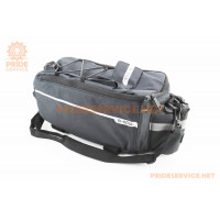 Сумка-термо на багажник, світловідбиваючі смуги, чорно-сіра Сумка-термо на багажник, світловідбиваючі смуги, чорно-сіра