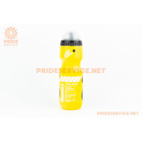 Фляга пластикова 550мл, з захисною кришкою, жовта з малюнком біло-чорним "Trek"