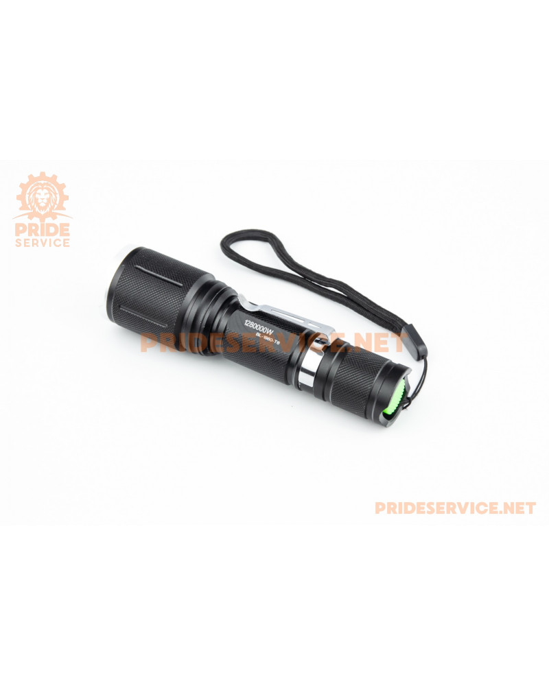 Ліхтар LED Cree XML-T6 (Zoom) 700 lumen ручний, алюмінієвий, AКБ Li-ion 3.7V 18650 зарядка від авто/220V, вологозахисний, чорний BL-1860