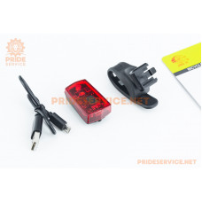 Ліхтар задній 2 діода, Li-ion 3.7V 300mAh зарядка від USB, JY-6115T