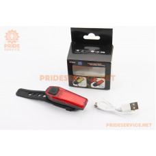 Ліхтар задній 12 діодів 120 lumen, Li-ion 3.7V 300mAh зарядка від USB, вологозахисний, ZH1608