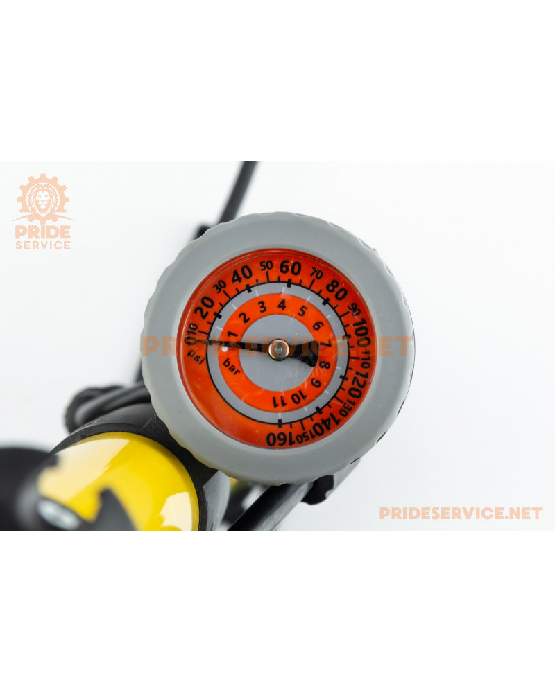Насос ручний "підлоговий" з манометром 160 psi/11 bar, під штуцера Schrader&Presta, жовто-чорний JK-8002