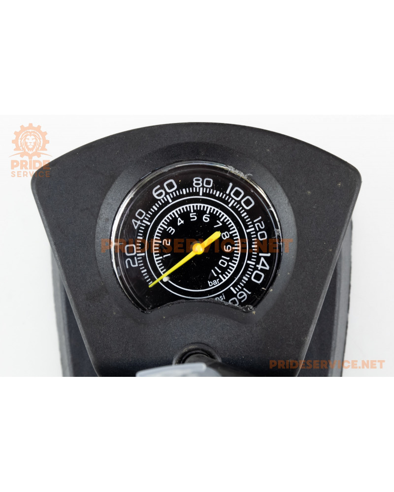 Насос ножний "підлоговий" алюмінієвий з манометром, 160 psi/11 bar, під штуцера Schrader&Presta, синій