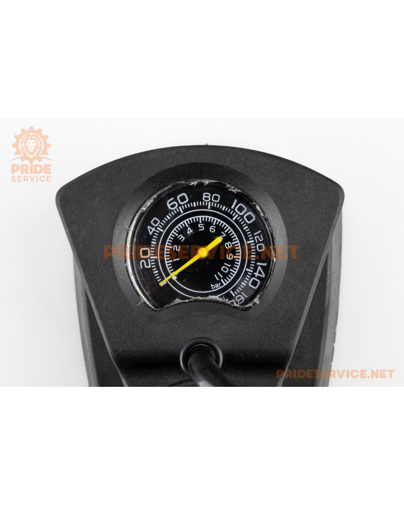 Насос ножний "підлоговий" алюмінієвий з манометром, 160 psi/11 bar, під штуцера Schrader&Presta, червоний