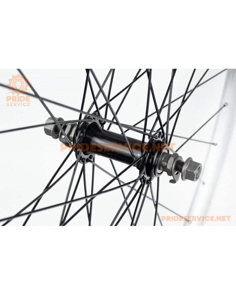 Колесо 28" переднє V-brake, обід "крапля" алюмінієвий, втулка 14Gх36H, чорна, кріпл. гайка, "GRAVITY"