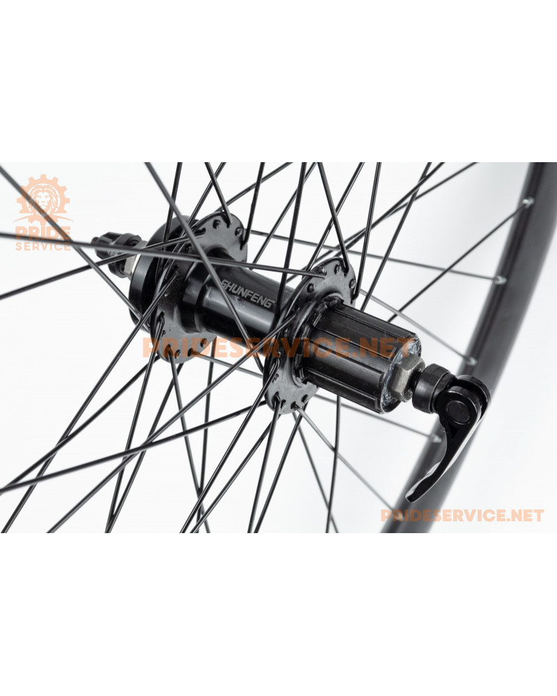Колесо 29" заднє Disk-brake, обід "крапля" та втулка 14Gx36H алюмінієві, пром-підшипники 6200 2RS, під касету 8-9зв, кріпл. ексцентрик, "GRAVITY"
