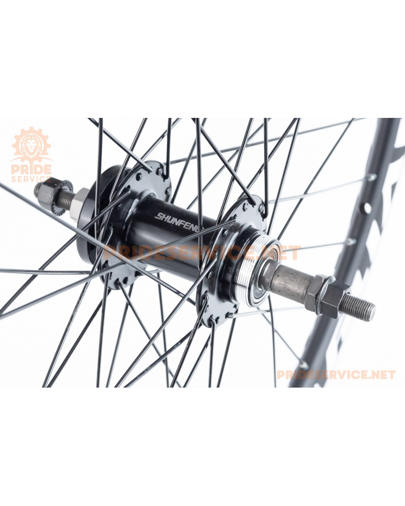 Колесо 26" заднє Disk-brake, обід "крапля" та втулка 14Gx36H алюмінієві, пром-підшипники 6200 2RS, під вільнобіг, кріпл. гайка, "GRAVITY"