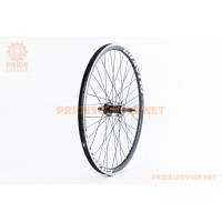 Колесо 26" заднє Disk-brake, обід "крапля" та втулка 14Gx36H алюмінієві, пром-підшипники 6200 2RS, під вільнобіг, кріпл. гайка, "GRAVITY"