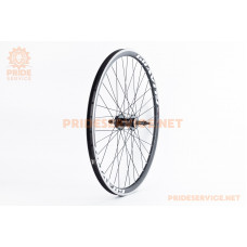 Колесо 26" заднє Disk-brake, обід "крапля" та втулка 14Gx36H алюмінієві, пром-підшипники 6200 2RS, під вільнобіг, кріпл. гайка, "GRAVITY"