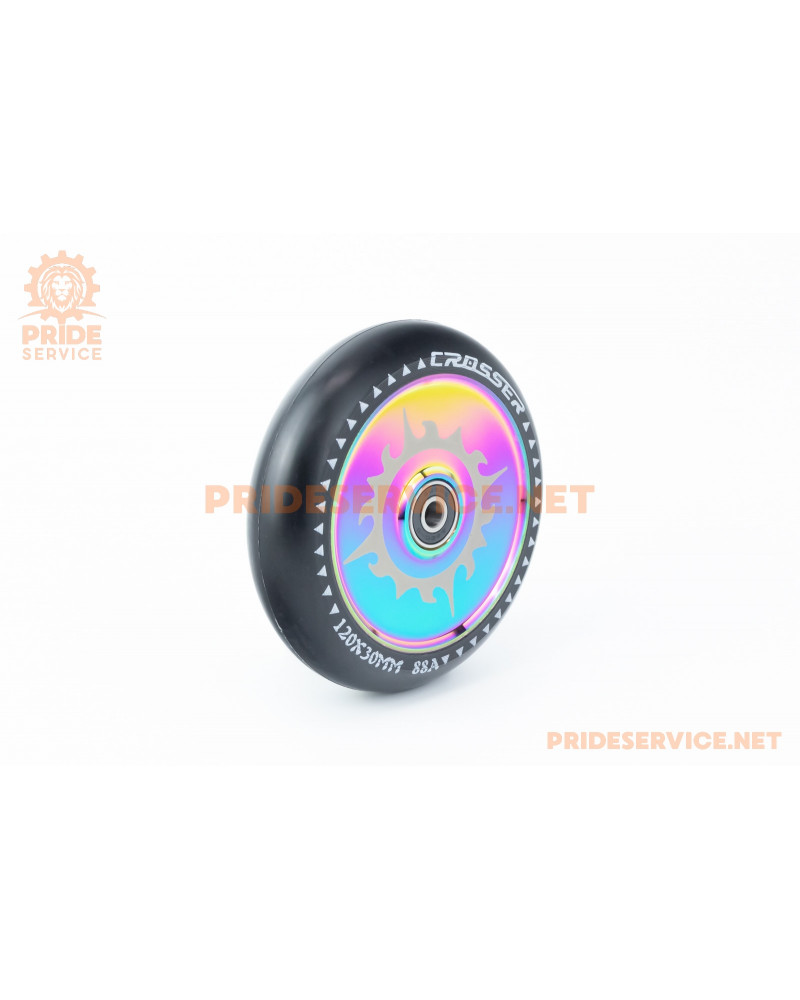 Колесо трюкового самоката 120мм, алюмінієве, пром-підшипники 608 (8х22х7) 2RS, хаміліон