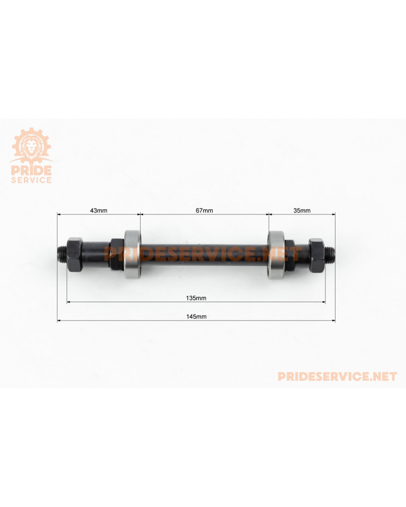 Вісь задня MTB 3/8"х145мм, пром-підшипники 6000 2RS, кріпл. ексцентрик, чорна U-AX11RQ