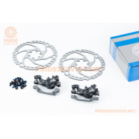 Гальмо Disk-brake переднє (F160/R140мм)+заднє (F180/R160мм), диски 160мм, кріпл. 6 болтів, темно-сірі SL-M350+RT525