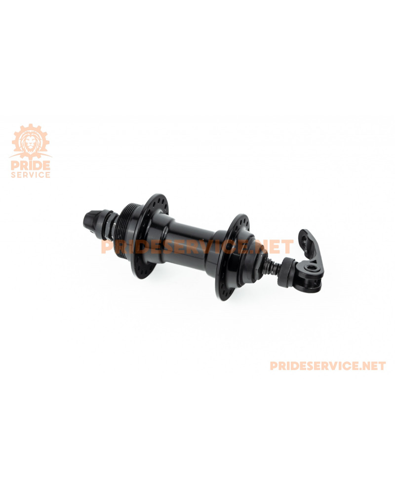 Втулка передня MTB алюмінієва 14Gx36H, Disk-brake (різьба), 2 пром-підшипники 6200 2RS, кріпл. ексцентрик, чорна U-B23FQR