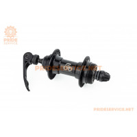 Втулка передня MTB алюмінієва 14Gx36H, Disk-brake (різьба), 2 пром-підшипники 6200 2RS, кріпл. ексцентрик, чорна U-B23FQR