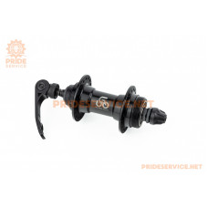 Втулка передня MTB алюмінієва 14Gx36H, Disk-brake (різьба), 2 пром-підшипники 6200 2RS, кріпл. ексцентрик, чорна U-B23FQR
