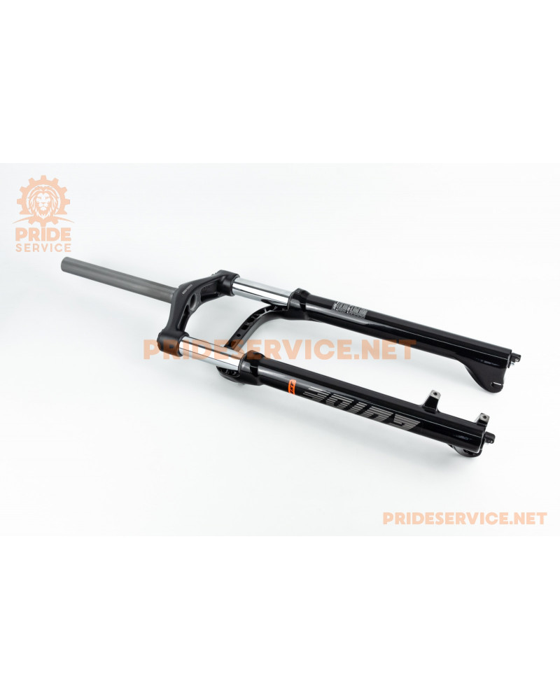 Вилка 26" FAT BIKE амортизаційна, без різьби 1-1/8" (28,6мм), шток 240мм, з ходом 100мм, Disk-brake, Preload, алюмінієва, чорна GUIDE