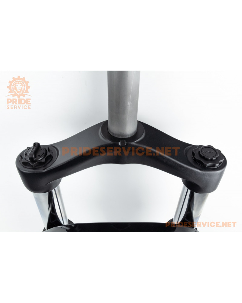 Вилка 26" FAT BIKE амортизаційна, без різьби 1-1/8" (28,6мм), шток 240мм, з ходом 100мм, Disk-brake, Preload, алюмінієва, чорна GUIDE