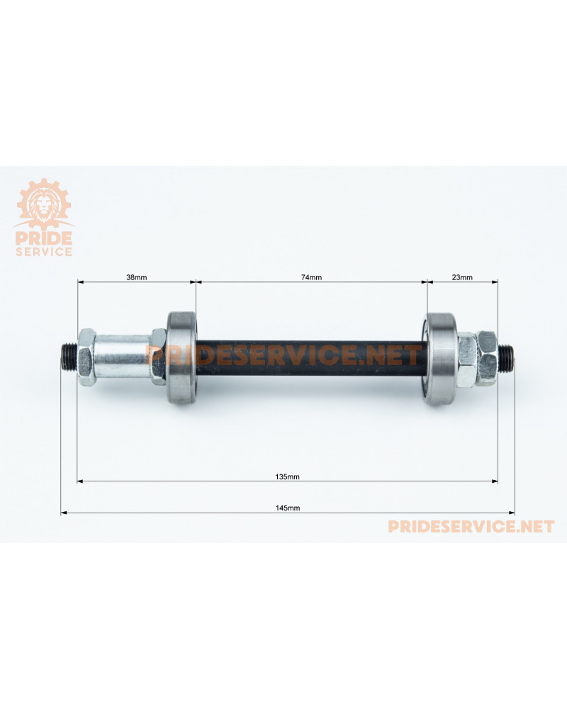 Вісь задня MTB 3/8"х145мм, пром-підшипники 6200 2RS, кріпл. ексцентрик, чорна U-AX11RQ