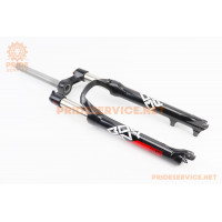 Вилка 26" амортизаційна, без різьби 1-1/8" (28,6мм), шток 210мм, з ходом 100мм, Disk-brake, M Lockout, алюмінієва, чорно-червона BOLANY