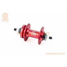 Втулка передня MTB алюмінієва 14Gx36H, Disk-brake, 2 пром-підшипники 6200 2RS, кріпл. гайка, червона U-B07F