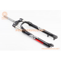 Вилка 29" амортизаційна, без різьби 1-1/8" (28,6мм), шток 210мм, з ходом 100мм, Disk-brake, M Lockout, алюмінієва, чорно-червона BOLANY