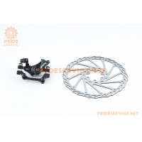 Гальмо Disk-brake заднє (F180/R160мм)+диск 180мм, кріпл. 6 болтів, чорне DSC-710/RPT006