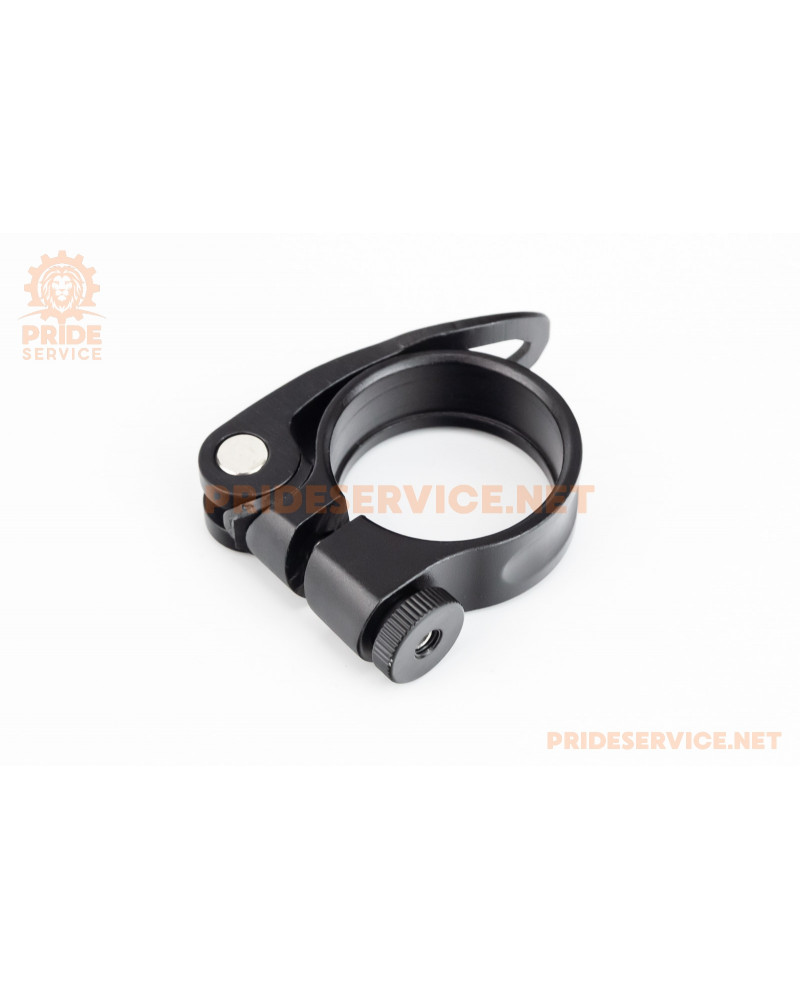 Затискач (хомут) труби сидіння MTB 34,9мм, кріпл. ексцентрик, алюмінієвий, чорний