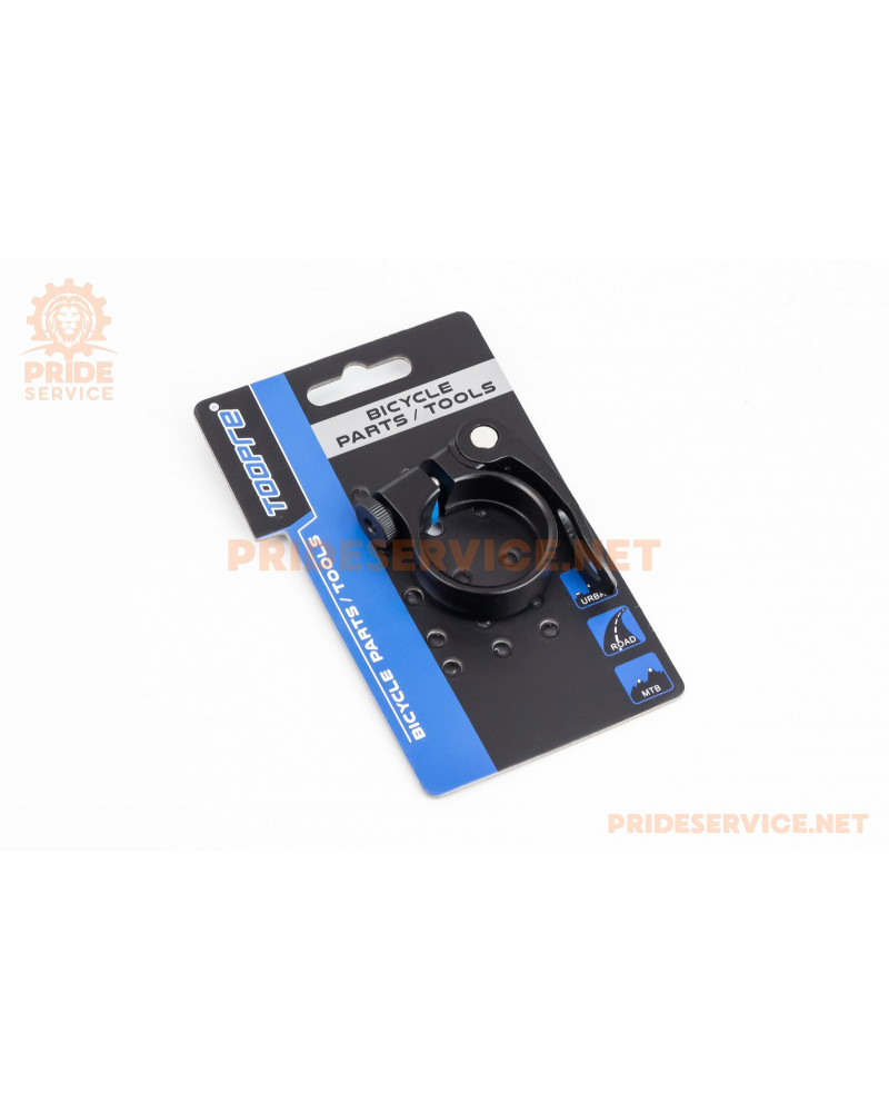 Затискач (хомут) труби сидіння MTB 34,9мм, кріпл. ексцентрик, алюмінієвий, чорний