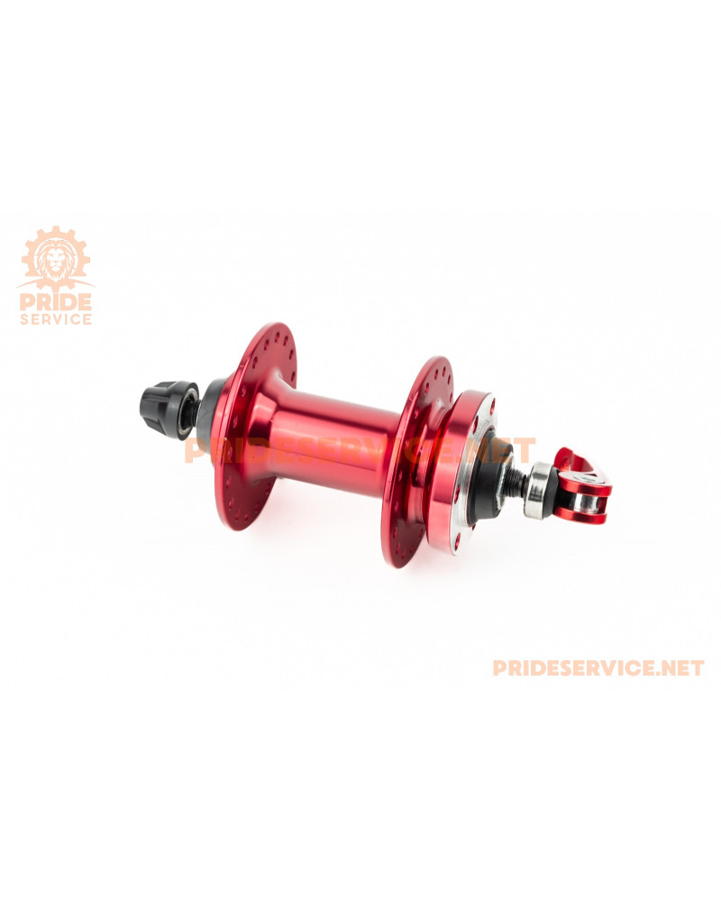 Втулка передня MTB алюмінієва 14Gx36H, Disk-brake, 2 пром-підшипники 6200 2RS, кріпл. ексцентрик, червона U-B07FQR