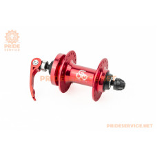 Втулка передня MTB алюмінієва 14Gx36H, Disk-brake, 2 пром-підшипники 6200 2RS, кріпл. ексцентрик, червона U-B07FQR