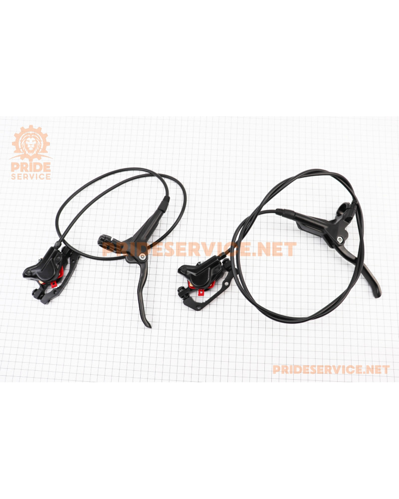 Гальмо Disk-brake гідравлічне переднє (F160/R140мм)+заднє (F180/R160мм), диски 160/180мм, кріпл. 6 болтів, чорні LOGAN