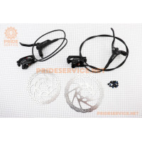 Гальмо Disk-brake гідравлічне переднє (F160/R140мм)+заднє (F180/R160мм), диски 160/180мм, кріпл. 6 болтів, чорні LOGAN