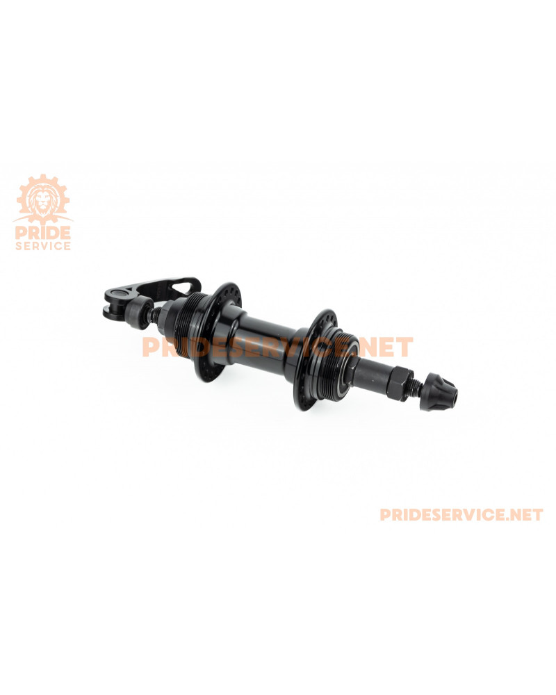 Втулка задня MTB алюмінієва 14Gx36H під вільнобіг, Disk-brake (різьба), 2 пром-підшипники 6200 2RS, кріпл. ексцентрик, чорна U-B23RQR