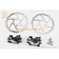 Гальмо Disk-brake переднє (F160/R140мм)+заднє (F180/R160мм), диски 160мм, кріпл. 6 болтів, чорні