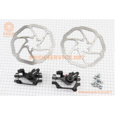 Гальмо Disk-brake переднє (F160/R140мм)+заднє (F180/R160мм), диски 160мм, кріпл. 6 болтів, чорні