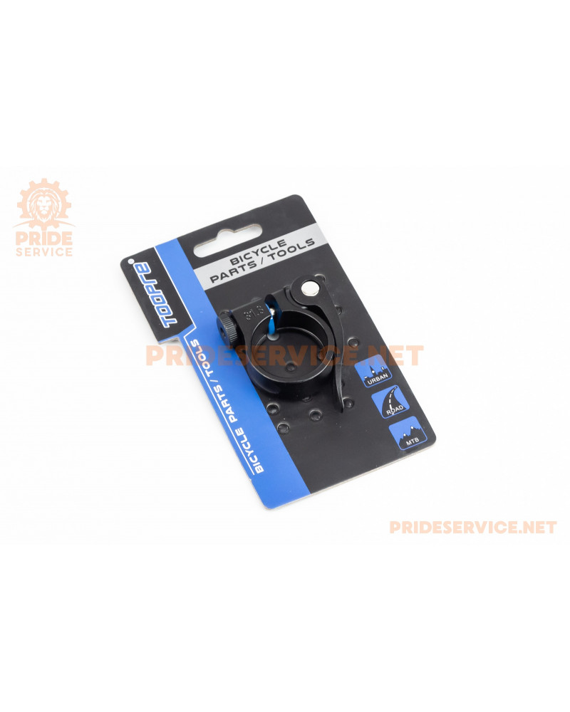 Затискач (хомут) труби сидіння MTB 31,8мм, кріпл. ексцентрик, алюмінієвий, чорний