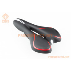 Сидіння MTB 270x155мм, чорно-сіро-червоне "GEL" AZ-030
