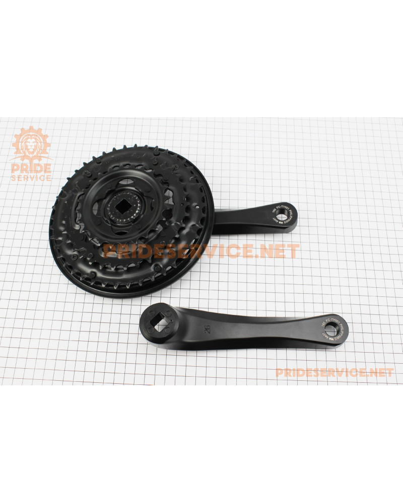 Шатуни "квадрат" 165мм, 42.34.24T MTB, алюмінієві, чорні FC-TY501