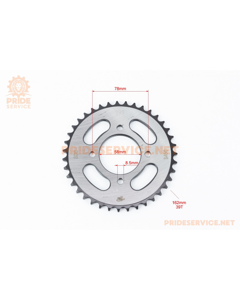 Зірка задня JD125-428-39T-d-58; 4отв.*78мм "гартована"