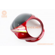 УЦЕНКА CB125-250 (Viper 125J) Пластик-обтікач фари круглий + вітровик, червоний (тріснуте скло)