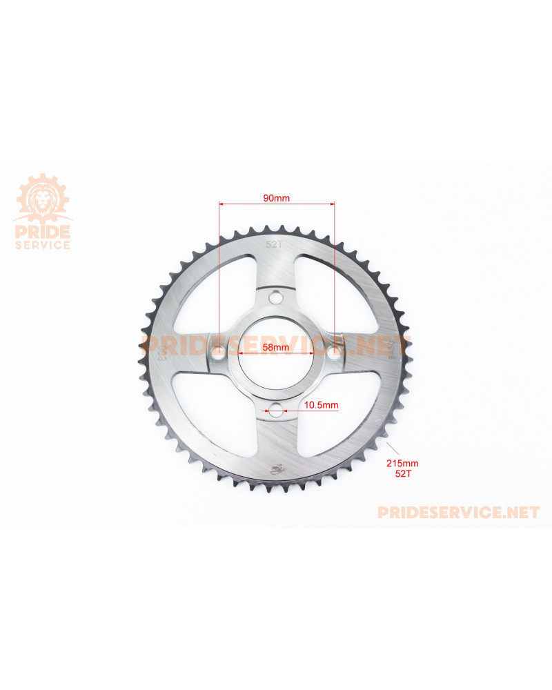 Зірка задня GLPRO-428-52T-d-58; 4отв.*90мм "гартована" (V200R)