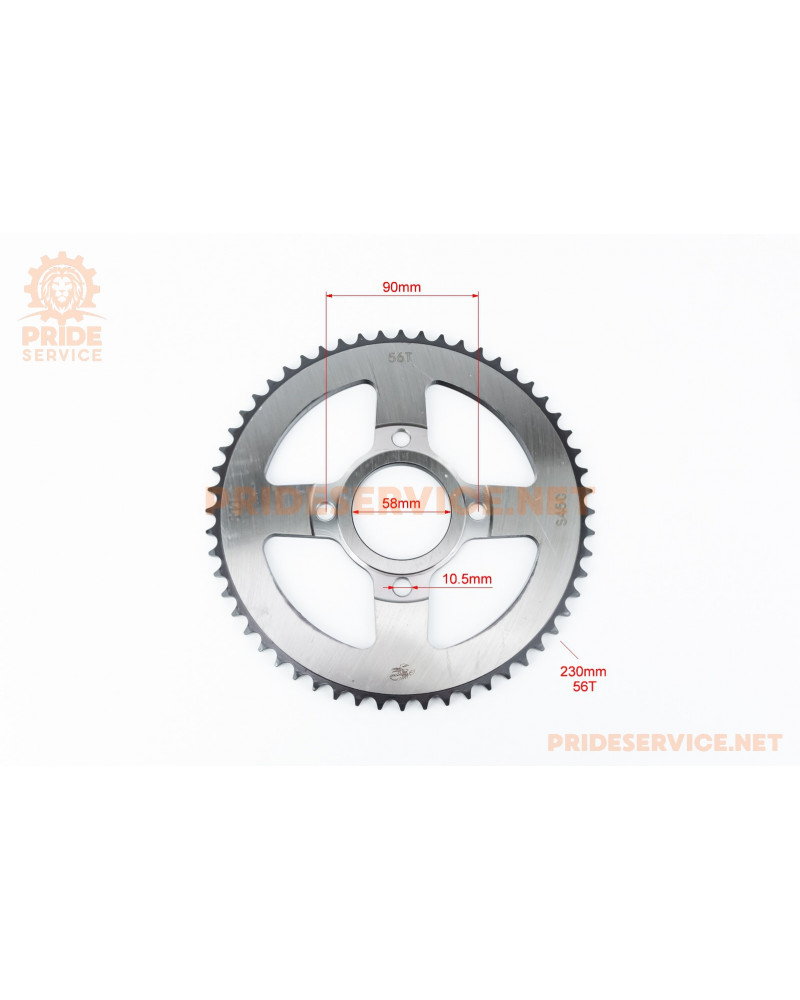 Зірка задня GLPRO-428-56T-d-58; 4отв.*90мм "гартована" (V200R)