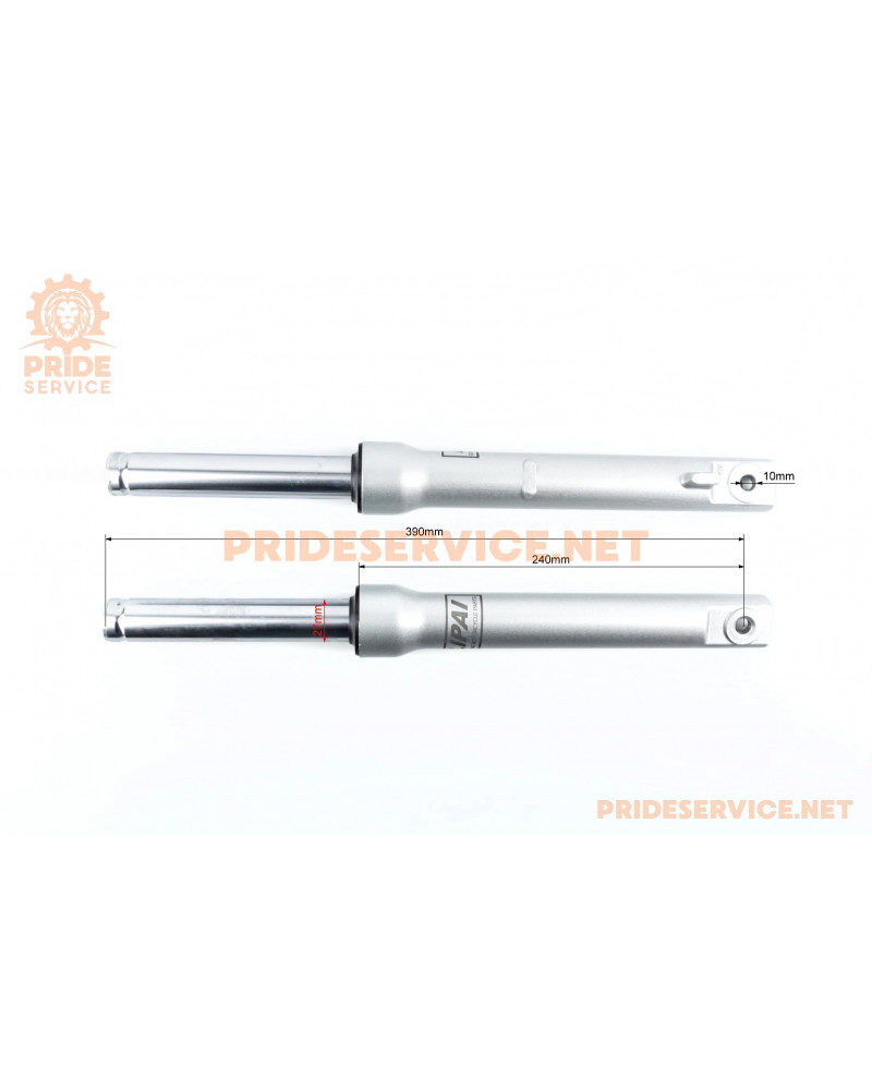 Вилка передня (перо) ліве, праве к-кт 2шт Honda DIO, 390мм (під бараб. гальм.) якісні, сірі